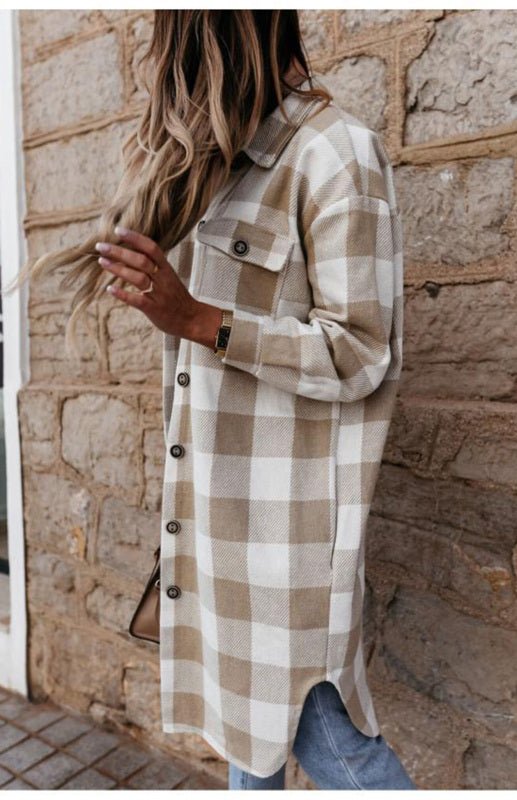 WW | Plaid Shacket - Leichte Wärme - Knopfverschluss-Stil - Lässige Schicht