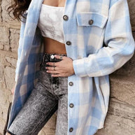 WW | Plaid Shacket - Leichte Wärme - Knopfverschluss-Stil - Lässige Schicht