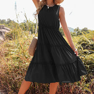 WW | Damen ärmelloses Tanktop Kuchen Kleid Midi Kleid