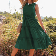 WW | Damen ärmelloses Tanktop Kuchen Kleid Midi Kleid