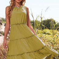 WW | Damen ärmelloses Tanktop Kuchen Kleid Midi Kleid