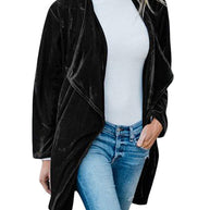 WW | Einfarbiger Offener Front Samt Blazer