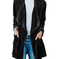 WW | Einfarbiger Offener Front Samt Blazer