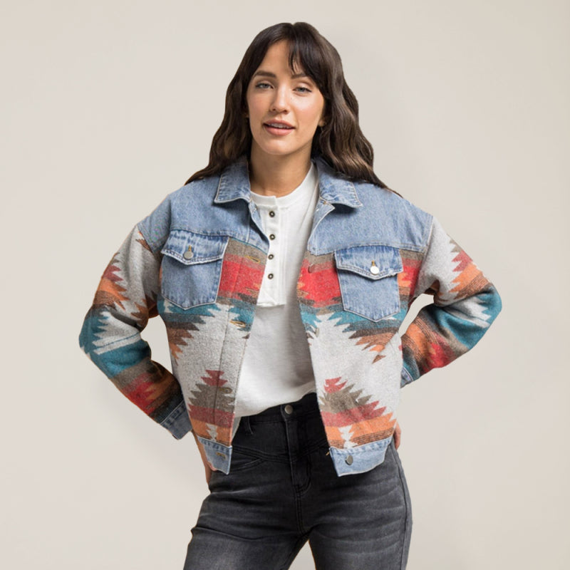 WW | Jeansjacke mit Aztekenmuster