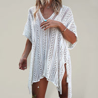 WW | Damenbikini Hohles Strandurlaub Bluse Gestrickt Sonnenschutz Badeanzug