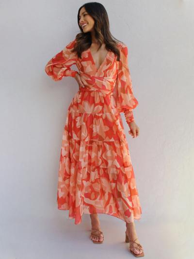 WW | Strahlendes Langarm-Maxi-Kleid