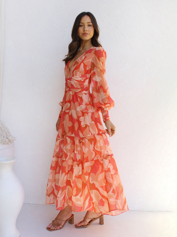 WW | Strahlendes Langarm-Maxi-Kleid