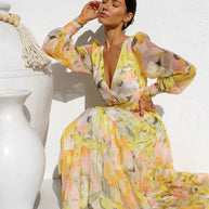 WW | Strahlendes Langarm-Maxi-Kleid
