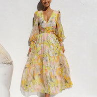 WW | Strahlendes Langarm-Maxi-Kleid