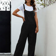 WW | Damen Gewebte Retro Lässige Lange Latzhose