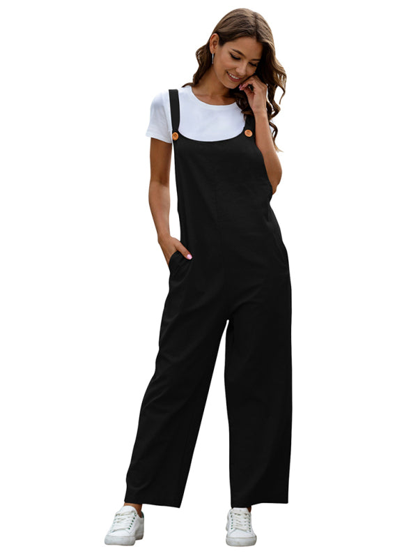 WW | Damen Gewebte Retro Lässige Lange Latzhose