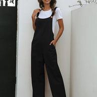 WW | Damen Gewebte Retro Lässige Lange Latzhose