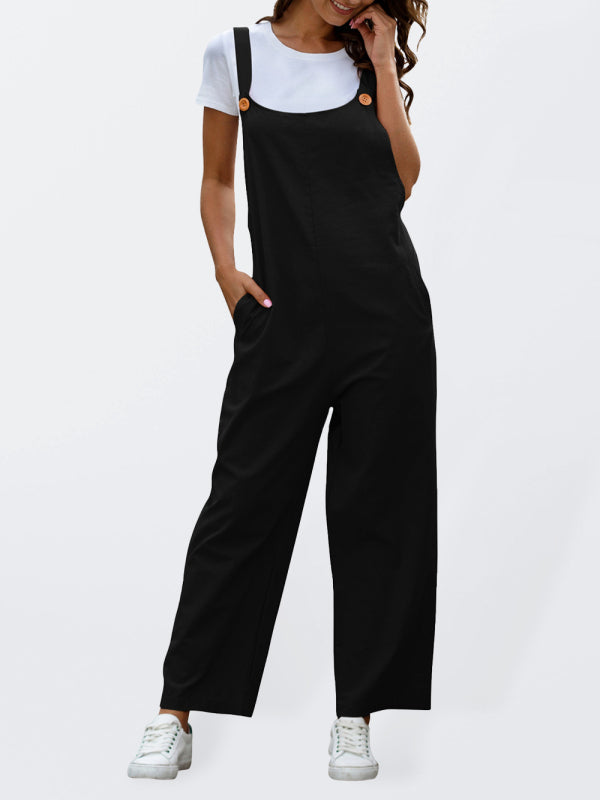 WW | Damen Gewebte Retro Lässige Lange Latzhose