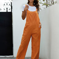 WW | Damen Gewebte Retro Lässige Lange Latzhose
