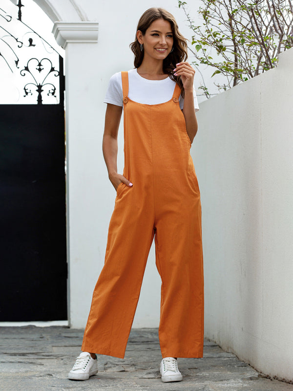 WW | Damen Gewebte Retro Lässige Lange Latzhose
