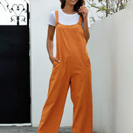 WW | Damen Gewebte Retro Lässige Lange Latzhose