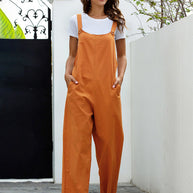 WW | Damen Gewebte Retro Lässige Lange Latzhose