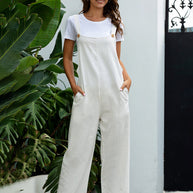 WW | Damen Gewebte Retro Lässige Lange Latzhose