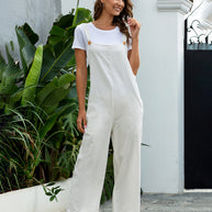 WW | Damen Gewebte Retro Lässige Lange Latzhose