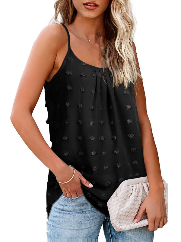 WW | Rundhals Pompom Ärmelloses Verstellbares Tops Damen