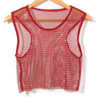 WW | Sexy Mesh Blitz Diamant Fischernetz Weste Nachtclub Perspektive heißes Mädchen T-Shirt Top