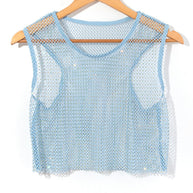 WW | Sexy Mesh Blitz Diamant Fischernetz Weste Nachtclub Perspektive heißes Mädchen T-Shirt Top