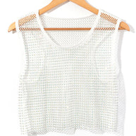 WW | Sexy Mesh Blitz Diamant Fischernetz Weste Nachtclub Perspektive heißes Mädchen T-Shirt Top