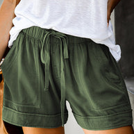 WW | Damen Hohe Taille Schnür Loose Gerade Shorts