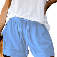 WW | Damen Hohe Taille Schnür Loose Gerade Shorts