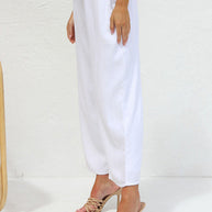 WW | Damen Lässige Ärmellose Knopfleiste Weste Kurze Weit Geschnittene Hose Baumwolle Und Leinen Anzug