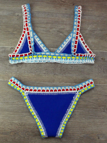 WW | Handgehäkelter Bikini Strickpaneel Badeanzug Set