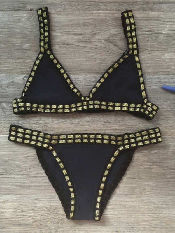 WW | Handgehäkelter Bikini Strickpaneel Badeanzug Set