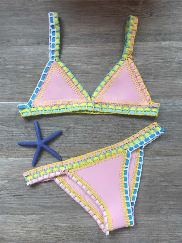 WW | Handgehäkelter Bikini Strickpaneel Badeanzug Set