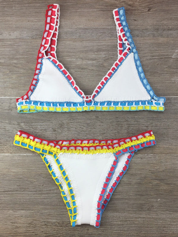 WW | Handgehäkelter Bikini Strickpaneel Badeanzug Set