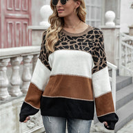 WW | Damenpullover mit Leopardenmuster und Farbflächen