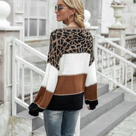 WW | Damenpullover mit Leopardenmuster und Farbflächen