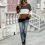 WW | Damenpullover mit Leopardenmuster und Farbflächen