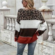 WW | Damenpullover mit Leopardenmuster und Farbflächen