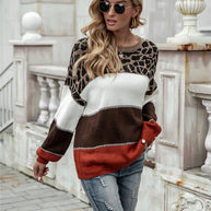 WW | Damenpullover mit Leopardenmuster und Farbflächen