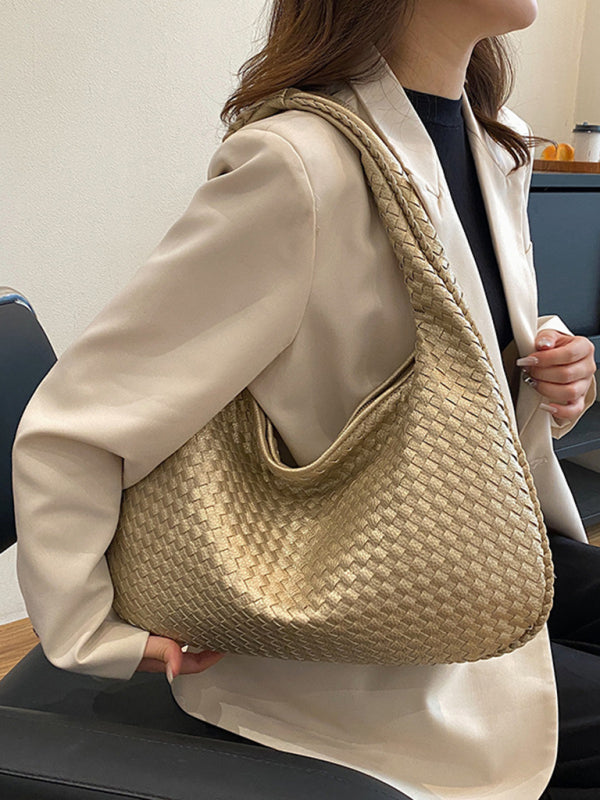 WW | Französische Hochwertige Gewebte Tasche, Vielseitige Schulter Achseltasche, Nischenstruktur Tragbare Pendeltasche