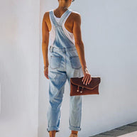 WW | Neuer Stil Lässiger Pendler Zerrissener Mid Waist Denim Overall
