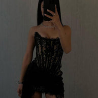 WW | Elegance Spitze Korsett Minikleid