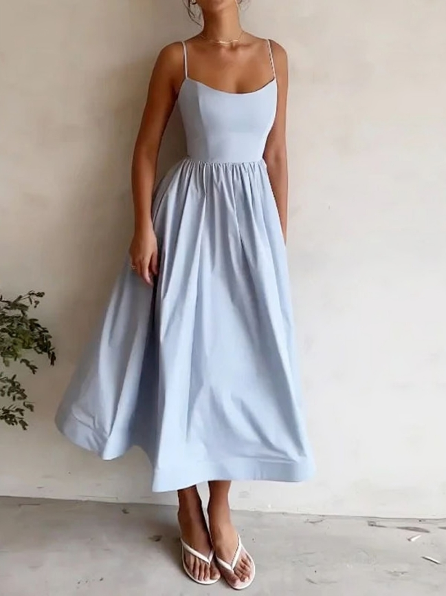 WW | Fließendes Maxikleid mit Spaghettiträgern