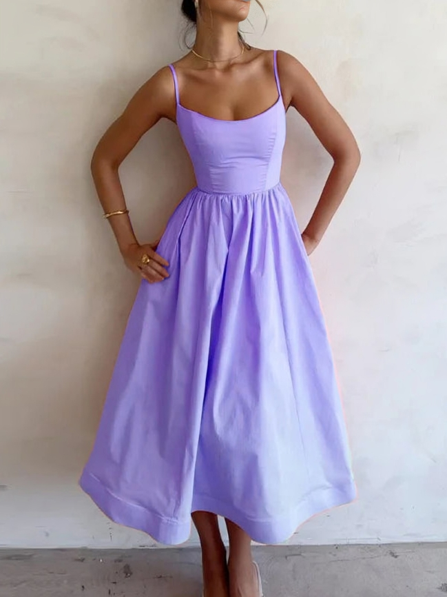 WW | Fließendes Maxikleid mit Spaghettiträgern