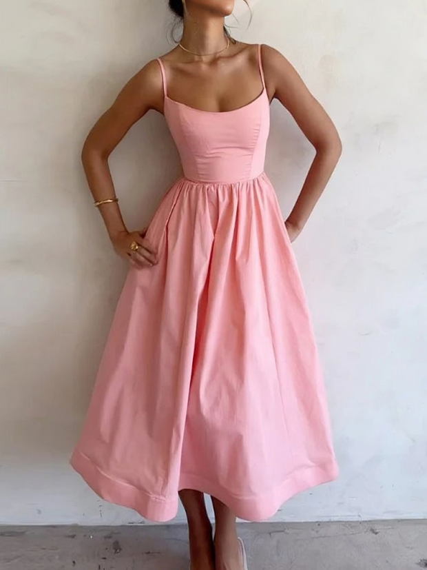 WW | Fließendes Maxikleid mit Spaghettiträgern