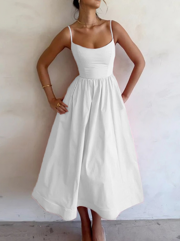 WW | Fließendes Maxikleid mit Spaghettiträgern
