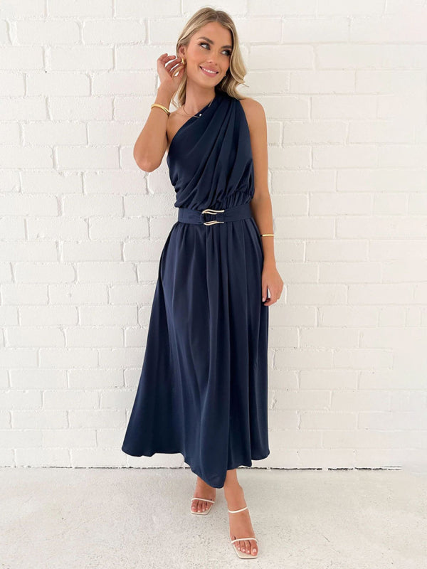 WW | Damen Ein-Schulter Schmal-Tailliertes Strapless Rückenfreies Kleid