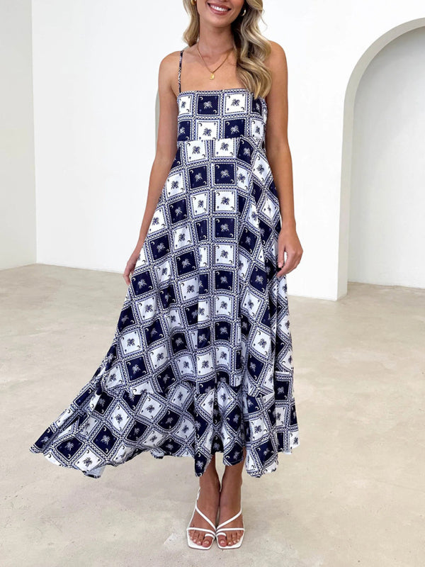 WW | Damenmode neuer Stil kleine frische bedruckte Trägerkleid