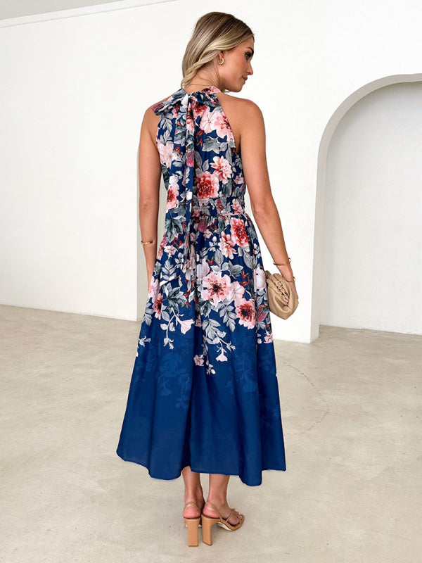 WW | Damen modisches Halfterdruck-Taillenslimming-Kleid