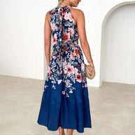 WW | Damen modisches Halfterdruck-Taillenslimming-Kleid